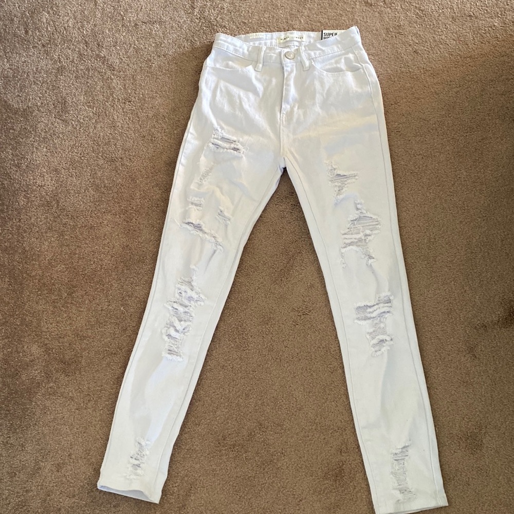 Almost Famous Distressed White Skinny Jeans